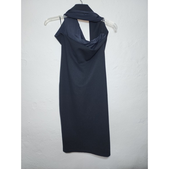 Alieva One Shoulder Midi Dress Womens XL Black Asymmetric Long Sleeve Cutout - Picture 4 of 13